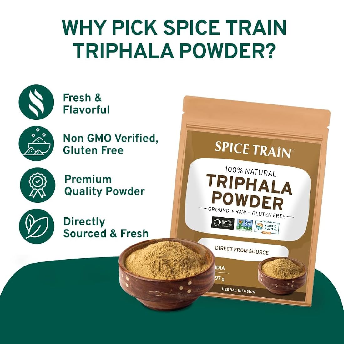Suplemento SPICE TRAIN Triphala orgánica molida (14 onzas)