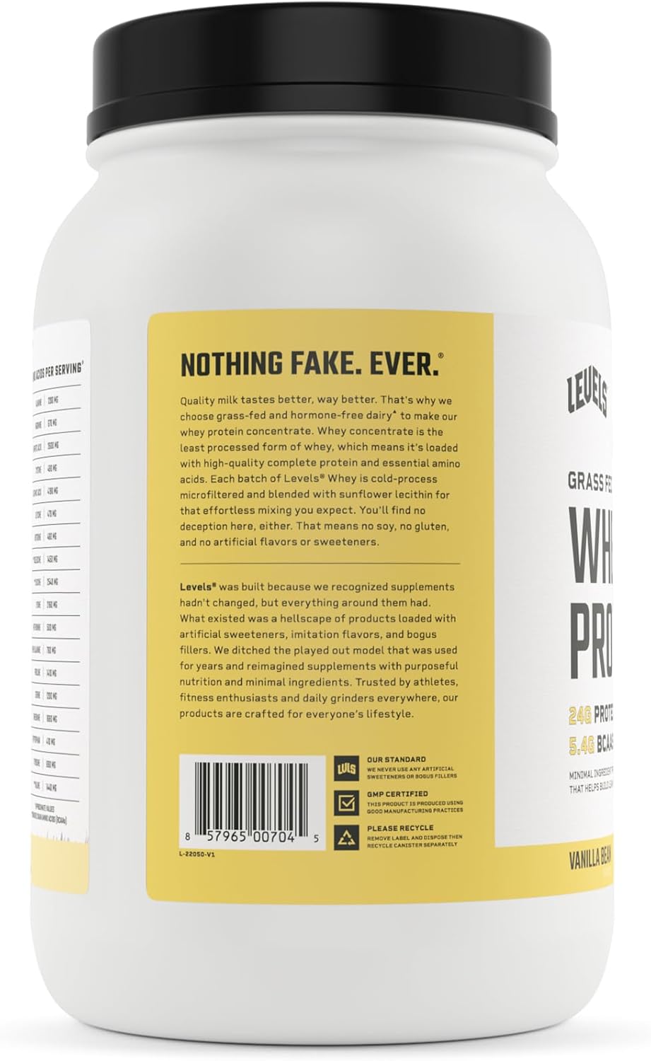 Proteína de Suero Grass Fed, Levels, 24G, 2LB, Sin Artificiales