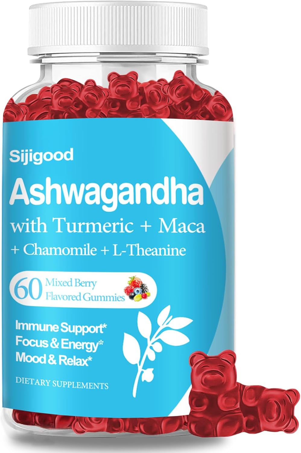Gomitas de Ashwagandha con L-teanina, 2500mg, 60 unidades