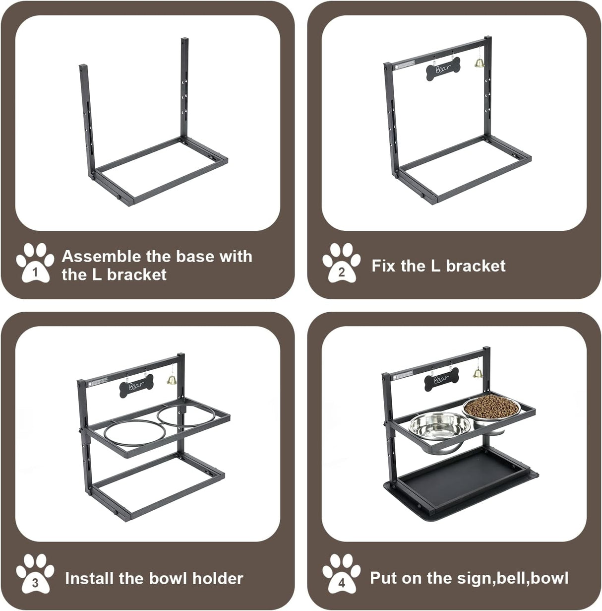 Cuencos Elevados para Perros Grandes, Ajustables, con Mat Anti-derrame.