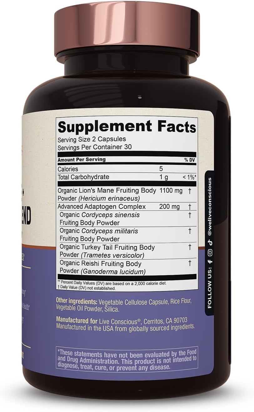 Suplemento de hongos melena de león para apoyo cerebral