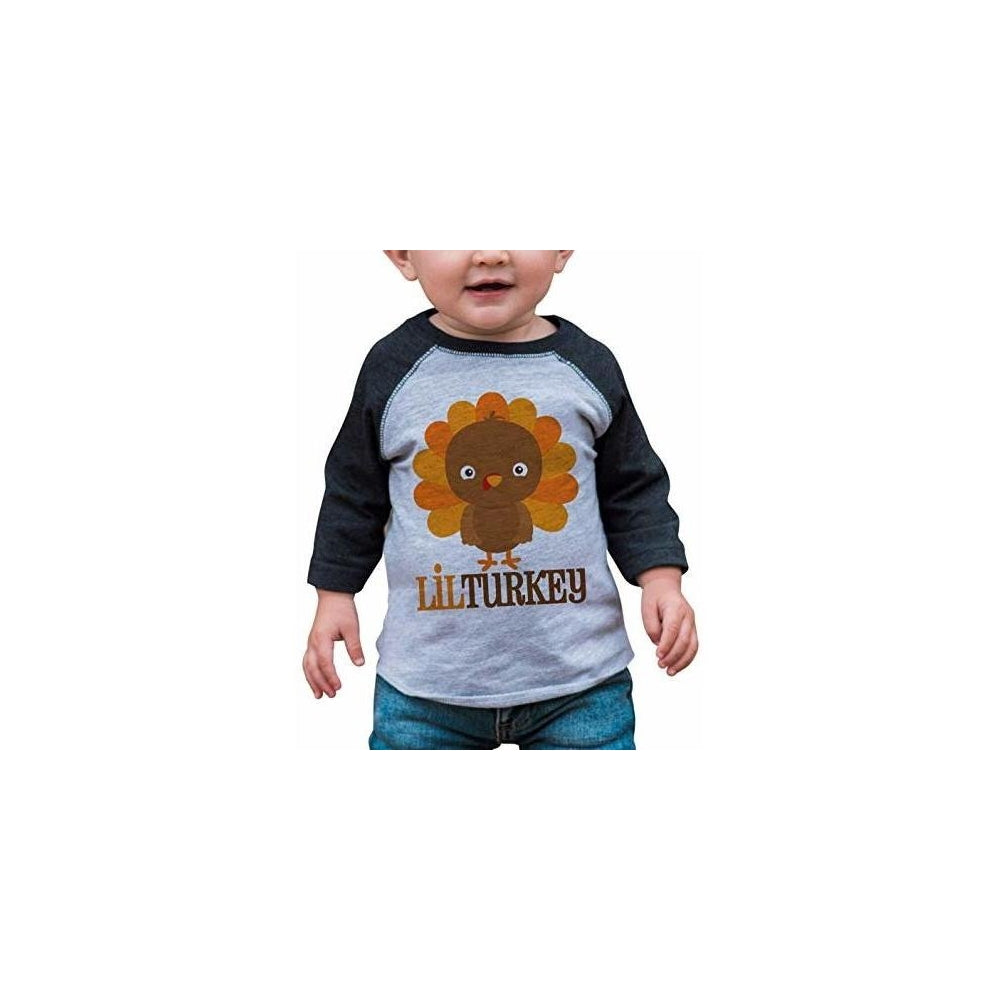 Camisa estilo raglán gris para bebé, diseño de pavo pequeño
