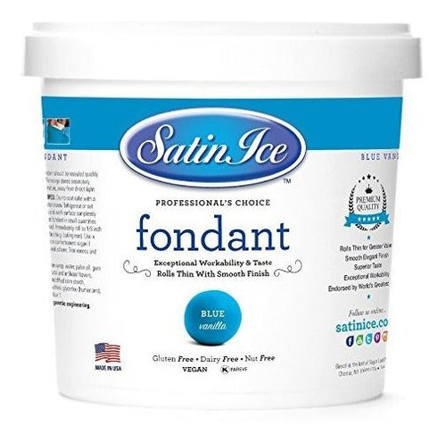 Fondant De Hielo Azul Satinado, Vainilla, 5 Libras