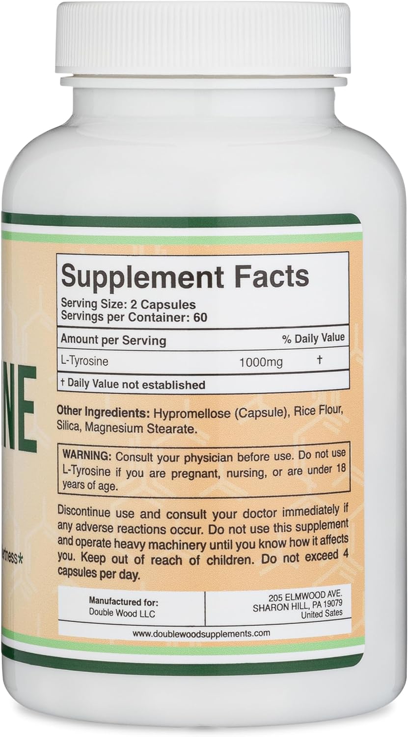 Suplementos L-tirosina 1,000 mg por porción, 120 cápsulas