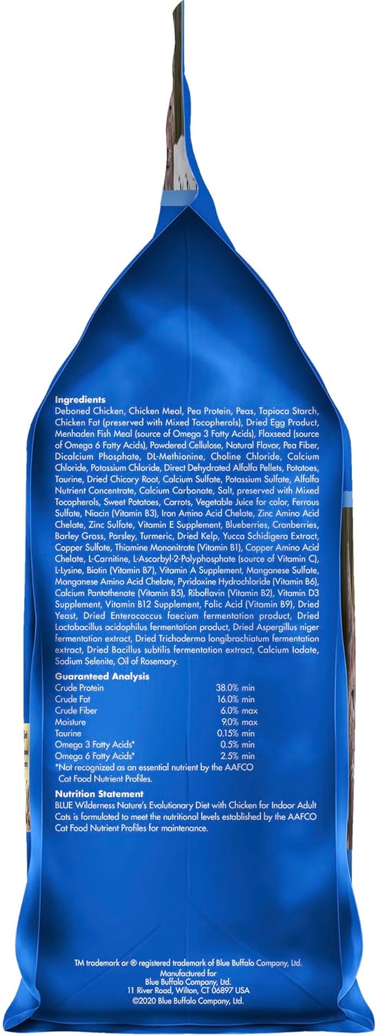 Blue Buffalo Wilderness - Alimento seco natural para gatos adultos con alto contenido en proteínas, pollo de 2 libras