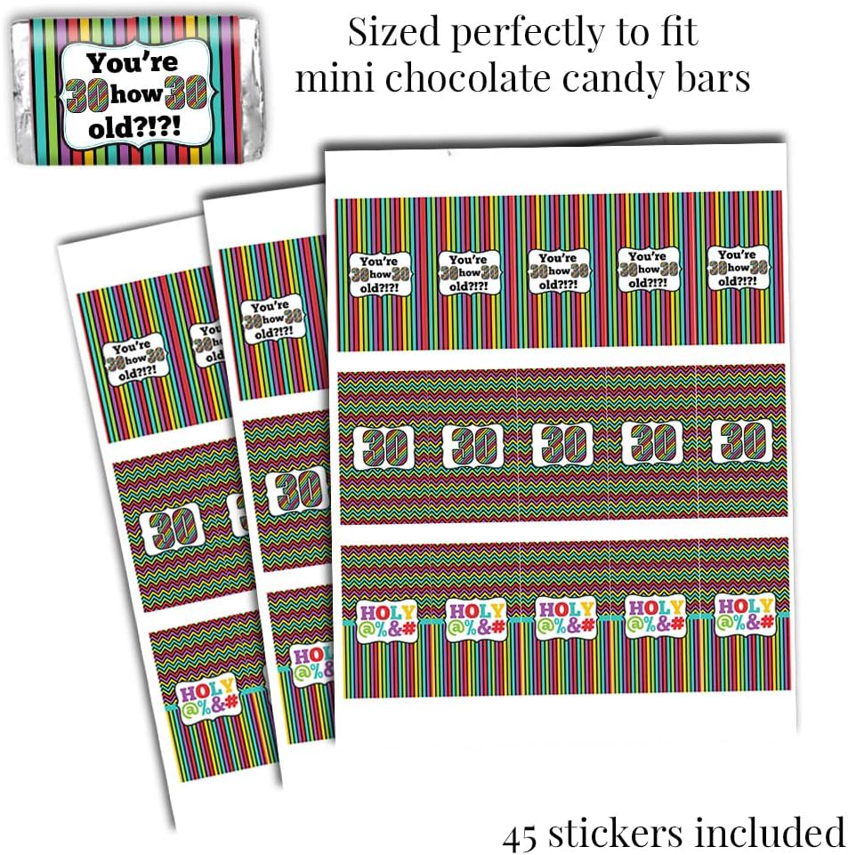 Kit de Stickers para Fiesta de 30 Cumpleaños