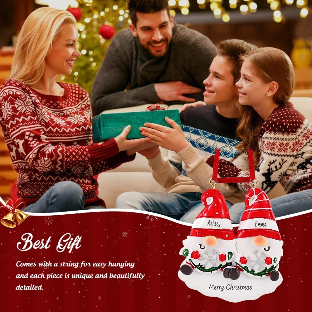 Adornos Navideños Gnome Personalizados para Familia 2024