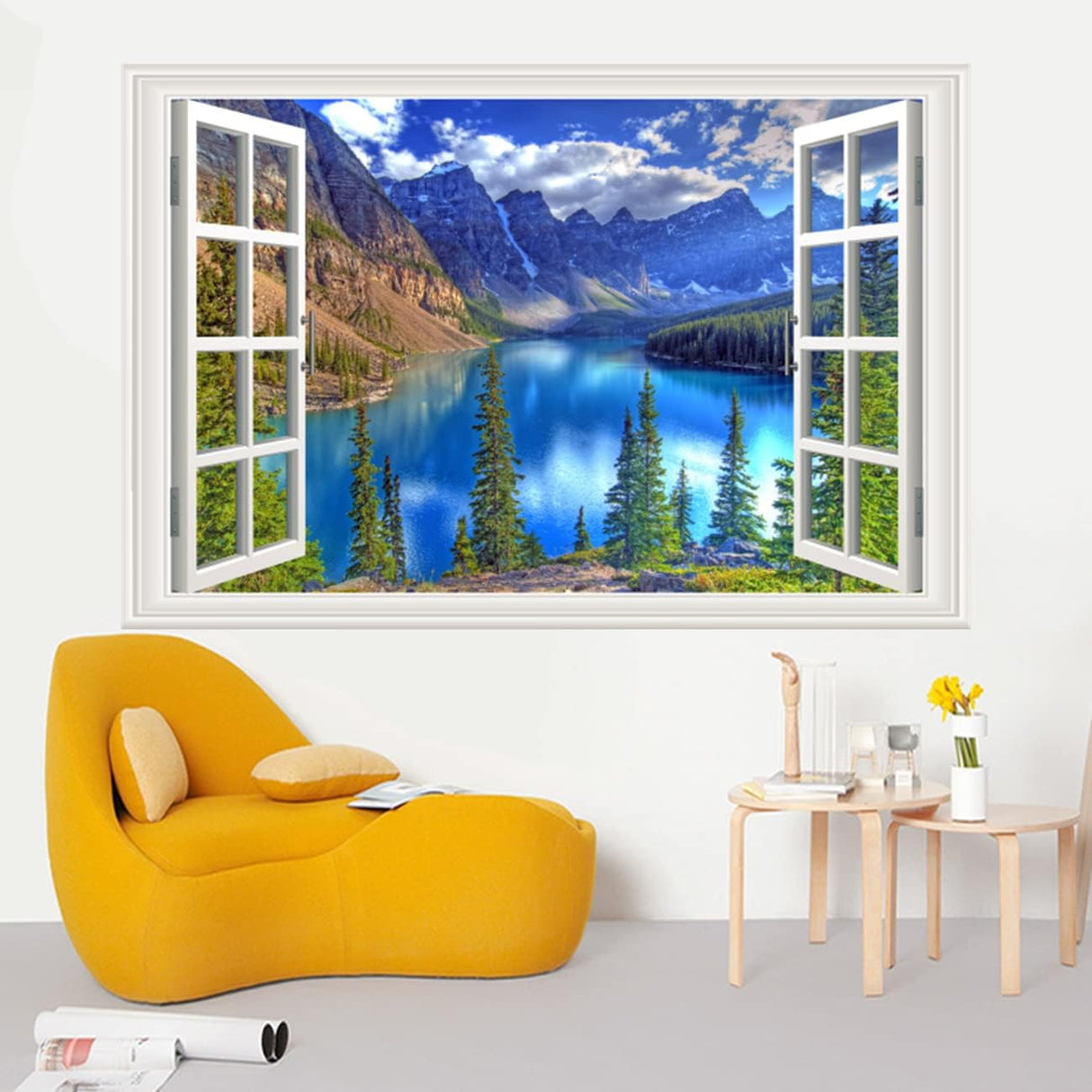 Vinilo Autoadhesivo Ventana Tropical, Cunninghamia lanceolata 36x48