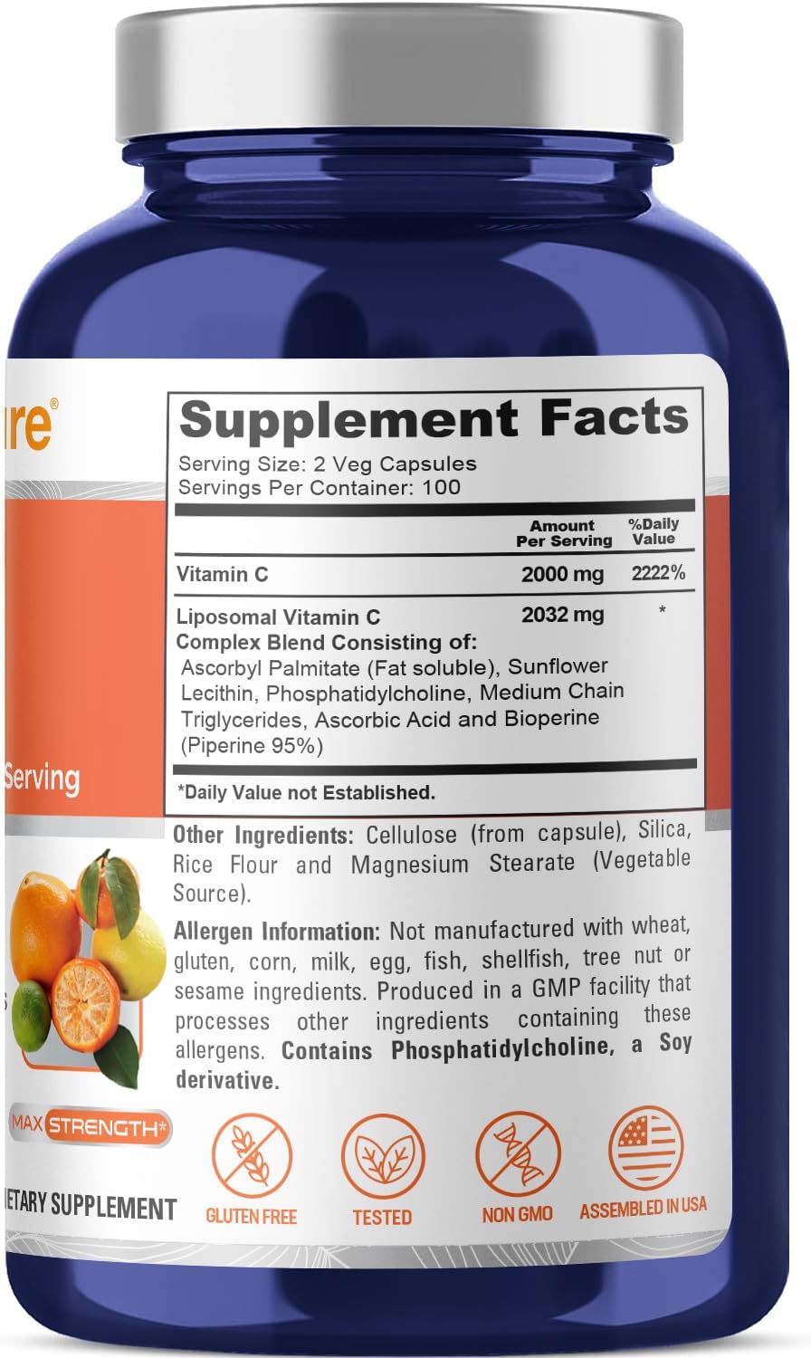 Vitamina C liposomal 2032mg con BioPerine - 200 cápsulas