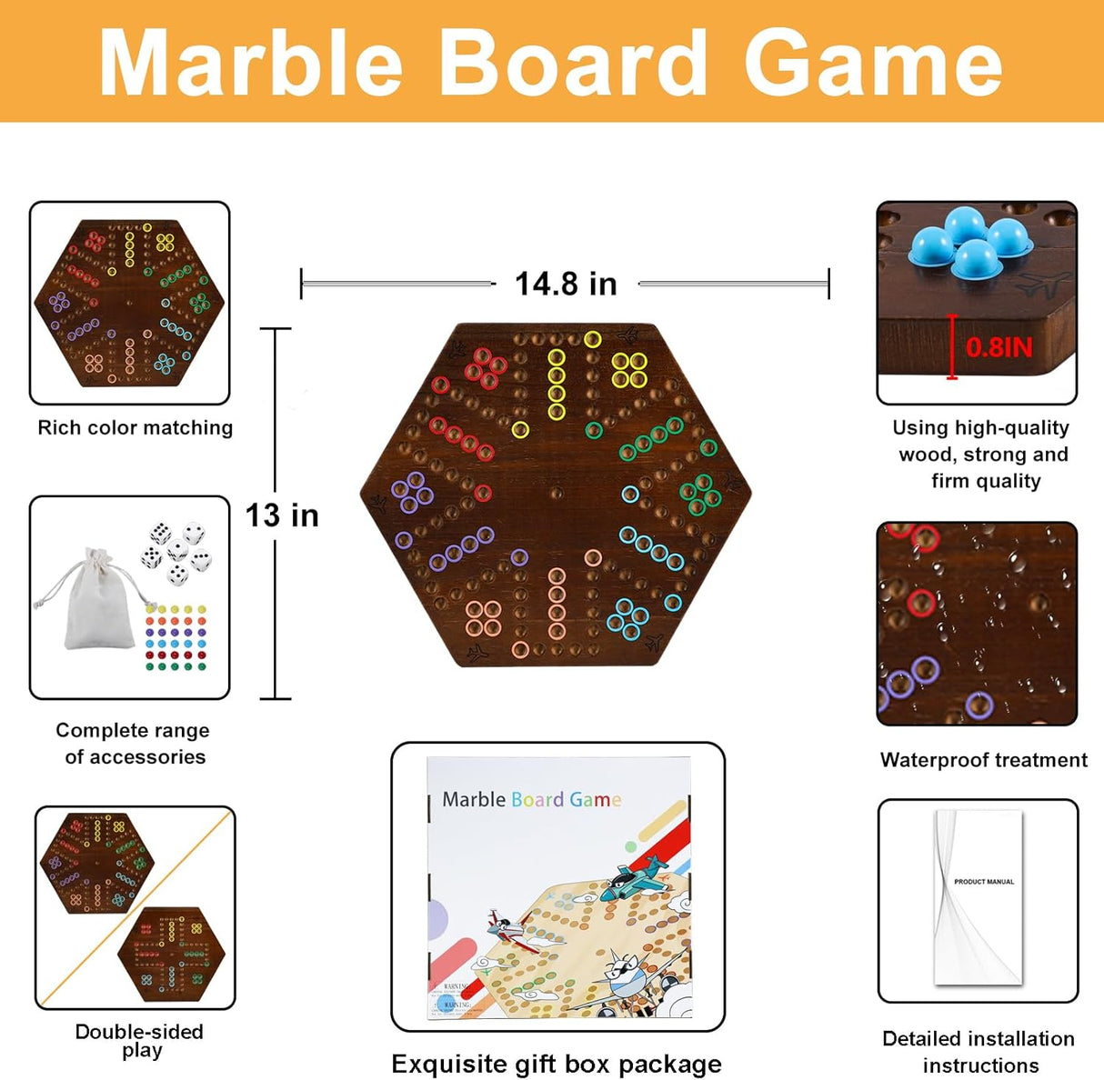 Juego de Mesa Aggravation Wahoo, 2 Lados, 30 Canicas, 4-6 Jugadores