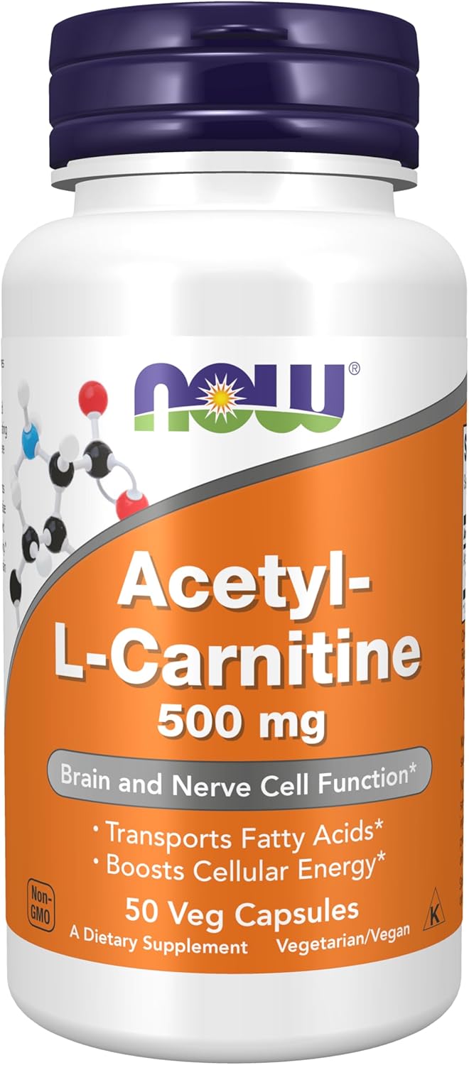 Suplemento Acetil-L Carnitina 500 mg NOW Foods, 50 Veg Caps