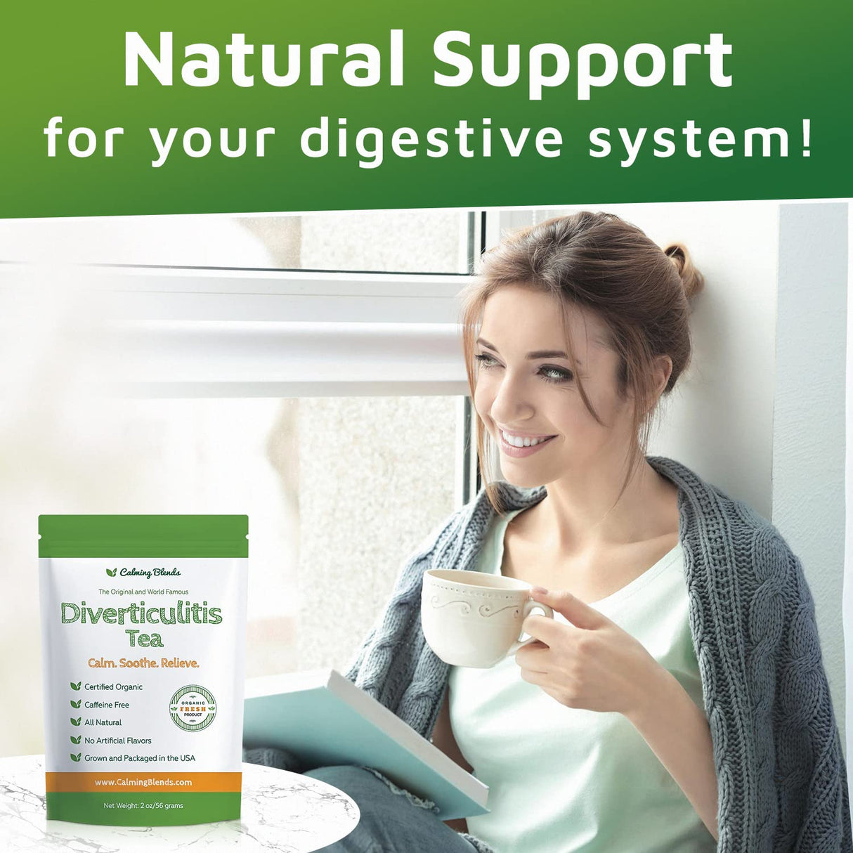 Té para Diverticulitis Calming Blends | Orgánico, Sin Cafeína