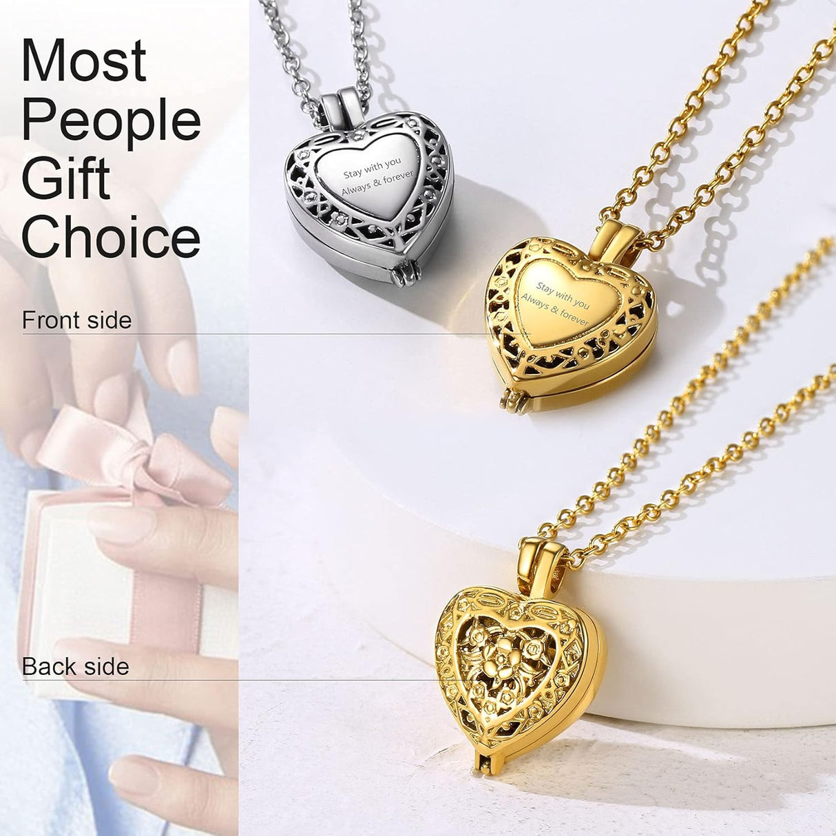 Collar de acero inoxidable, piedra de nacimiento, Dorado