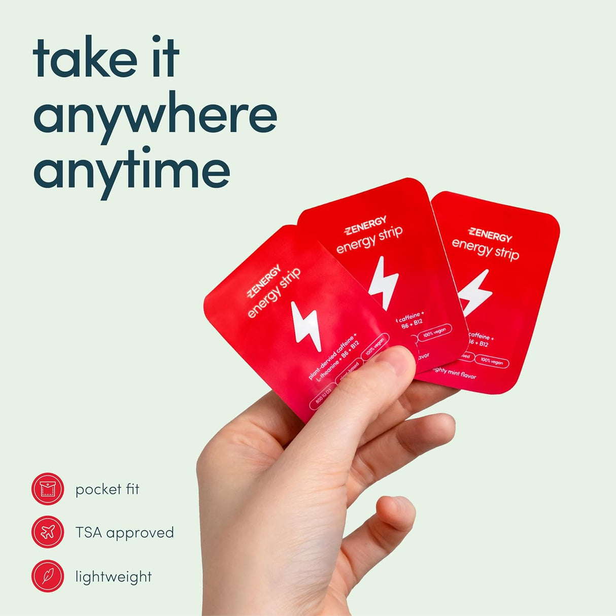 Suplementos ZENERGY Energy Oral Strips Sabor a menta 40 mg