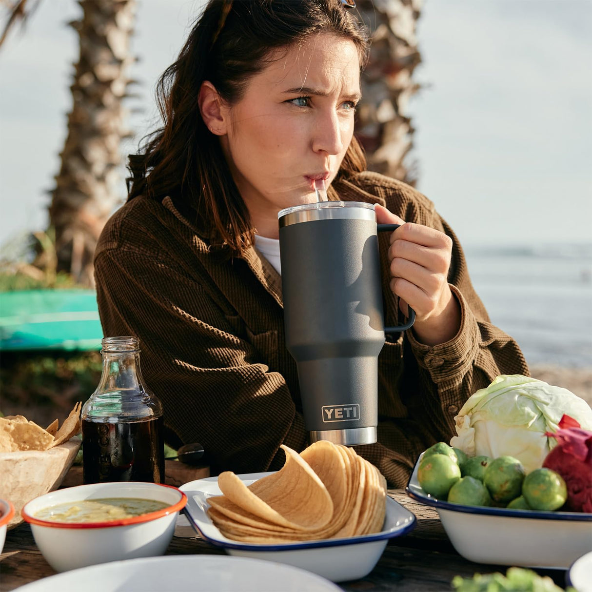 Vaso YETI Rambler con Asa Tapón de Sorbete Acero Inoxidable