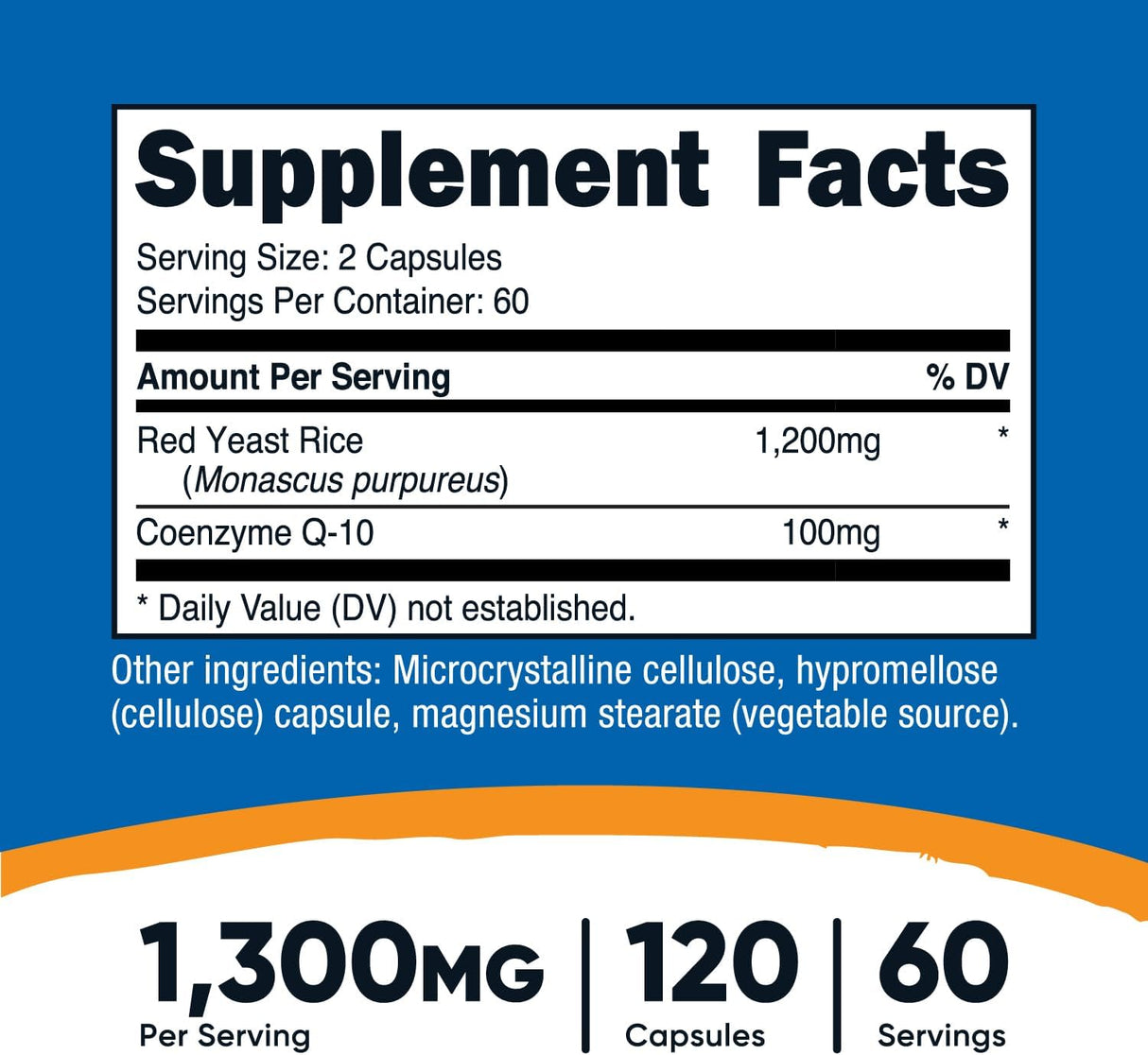 Nutricost Arroz Rojo con CoQ10 1300mg 120 Cápsulas