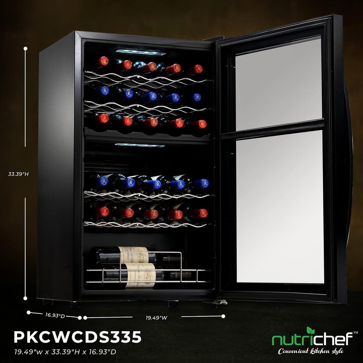 Cavas de Vino de 33 botellas NutriChef PKCWCDS335 doble