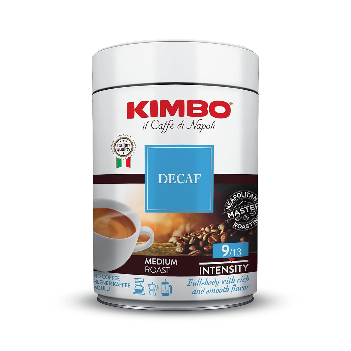 Café Molido Decaffeinato Kimbo Espresso - Sabor Suave 8.8 oz