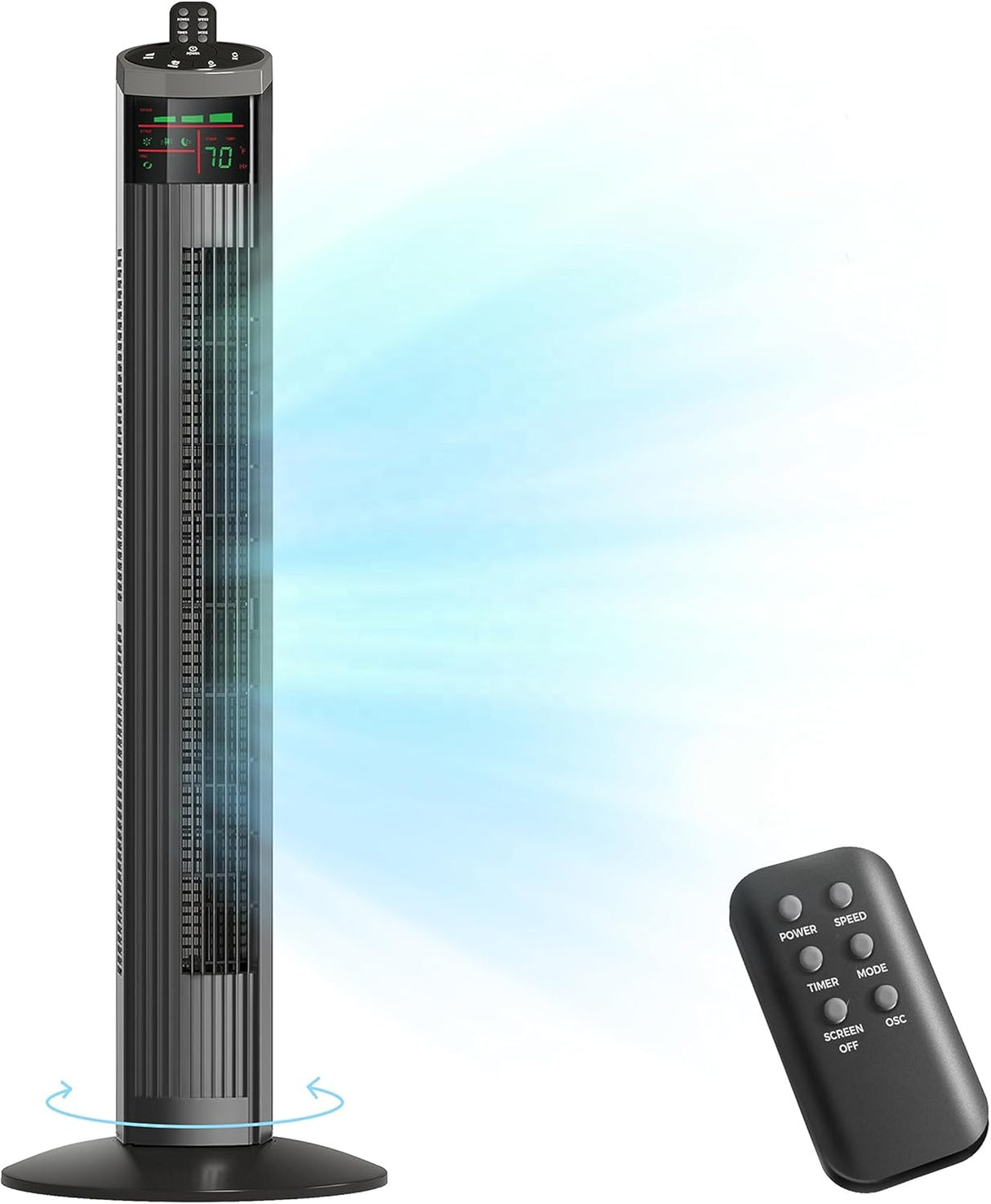 Ventilador Torre Oscilante Simple Deluxe 36, 3 Velocidades, Remote