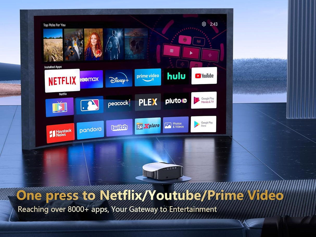 Proyector 4K GooDee, WiFi 5G, Bluetooth, Dolby Audio, 800ANSI