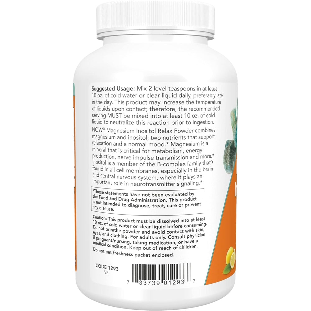 Suplementos en polvo NOW inositol de magnesio relajante