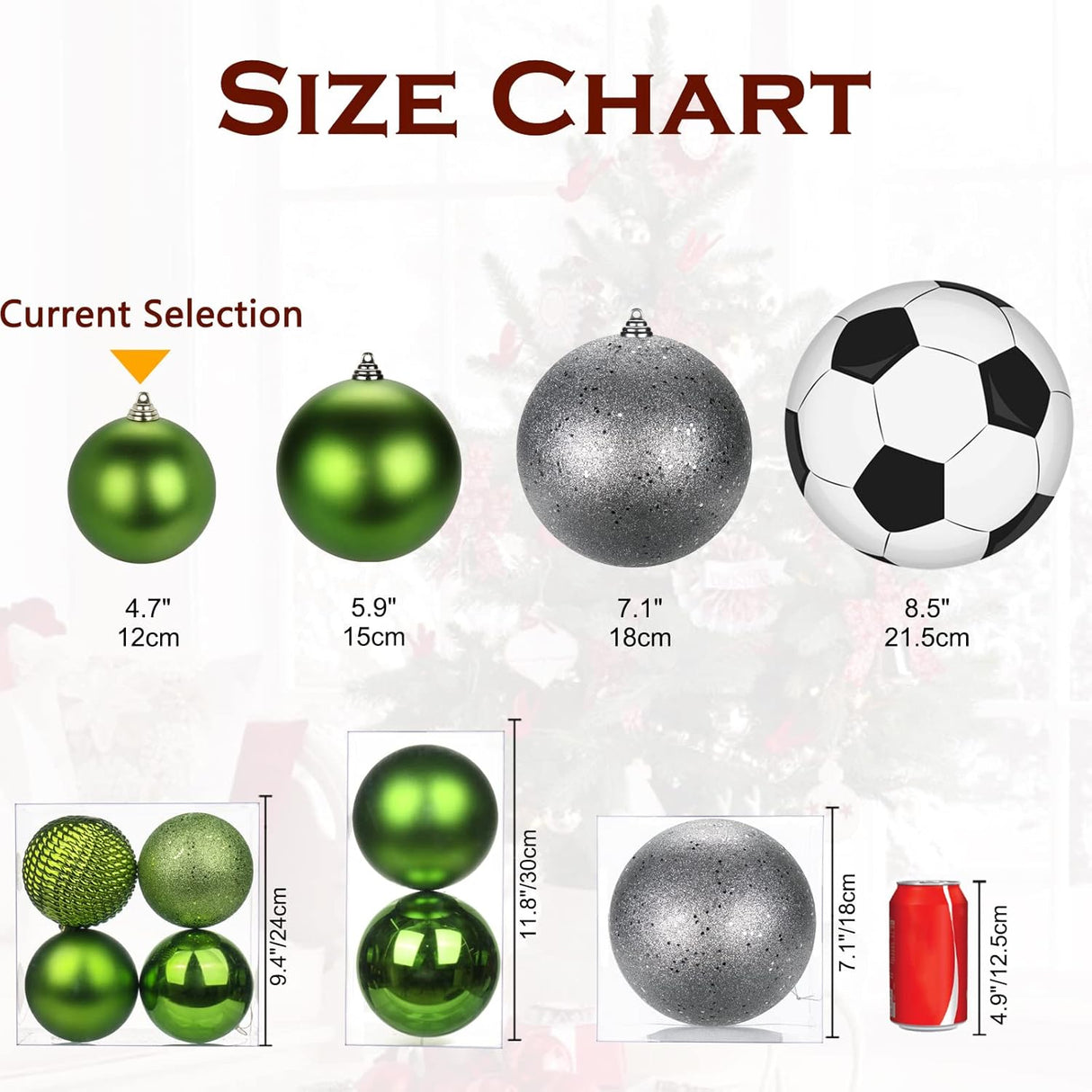 Bolas de Navidad 4.7 Decoraciones Shatterproof 4 Pcs