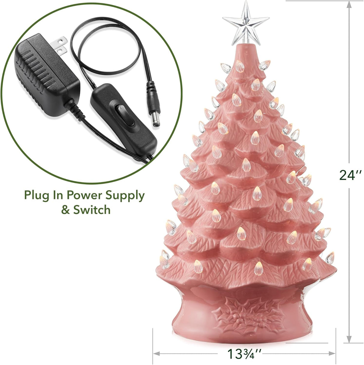 Árbol de Navidad Cerámico Casafield, 24 Preiluminado, 148 Luces