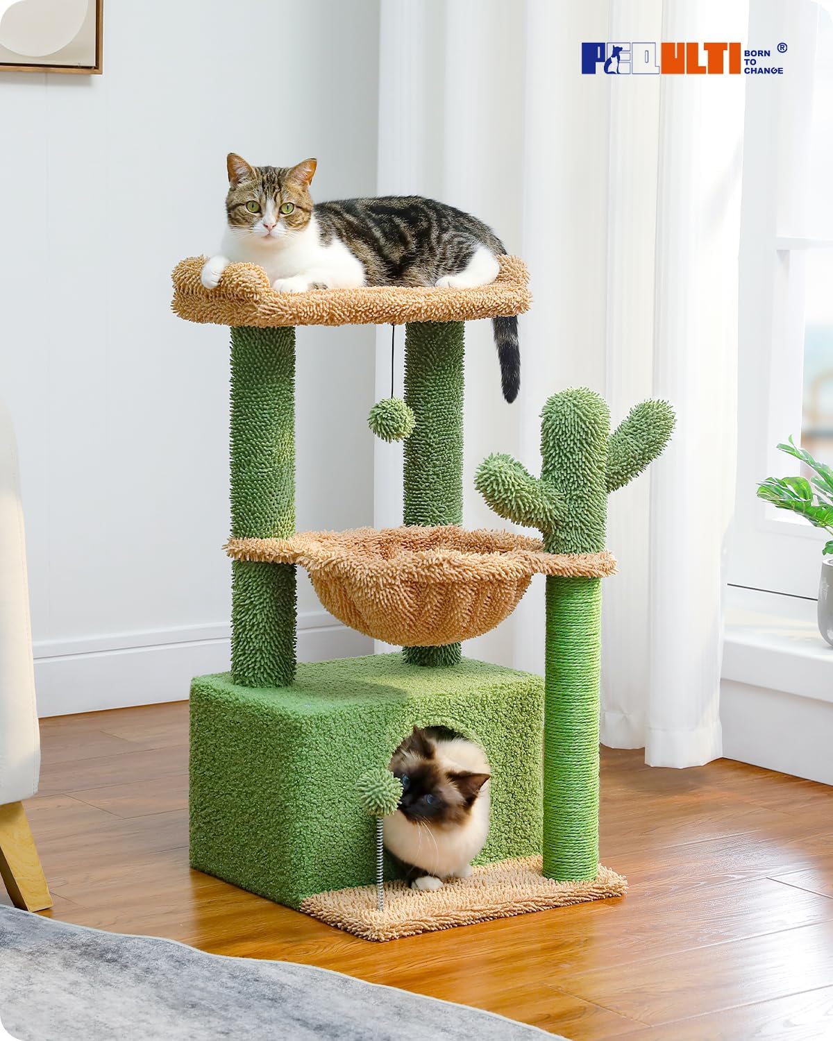 Árbol para gatos PEQULTI 4 en 1 con hamaca y rascador 33
