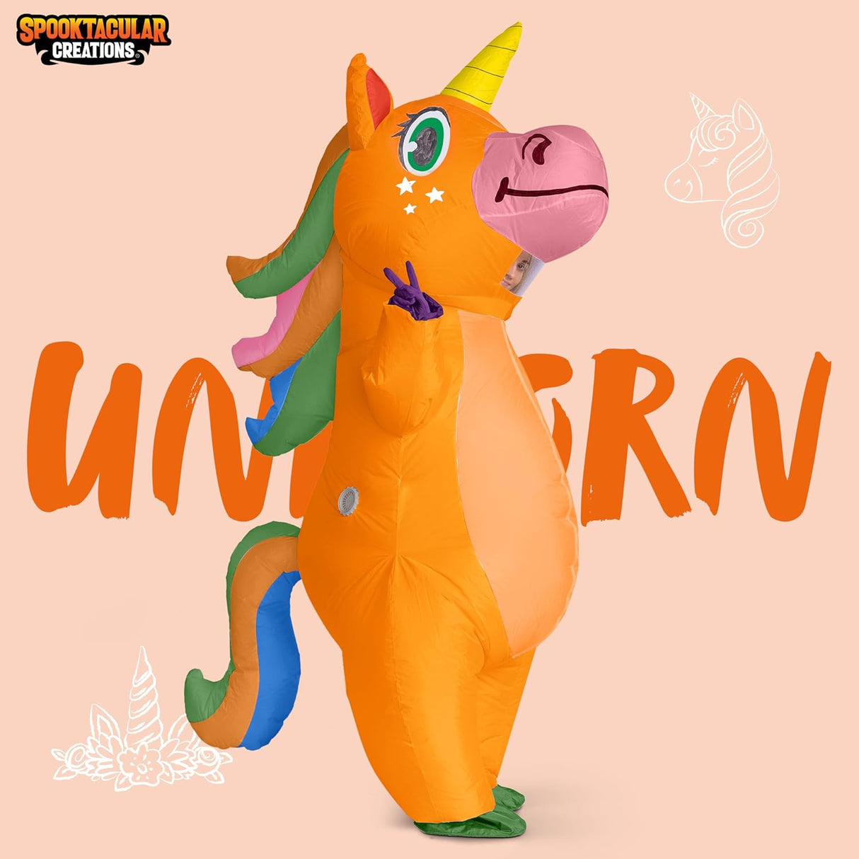 Disfraz Inflable Adulto Unicornio, Spooktacular Creations