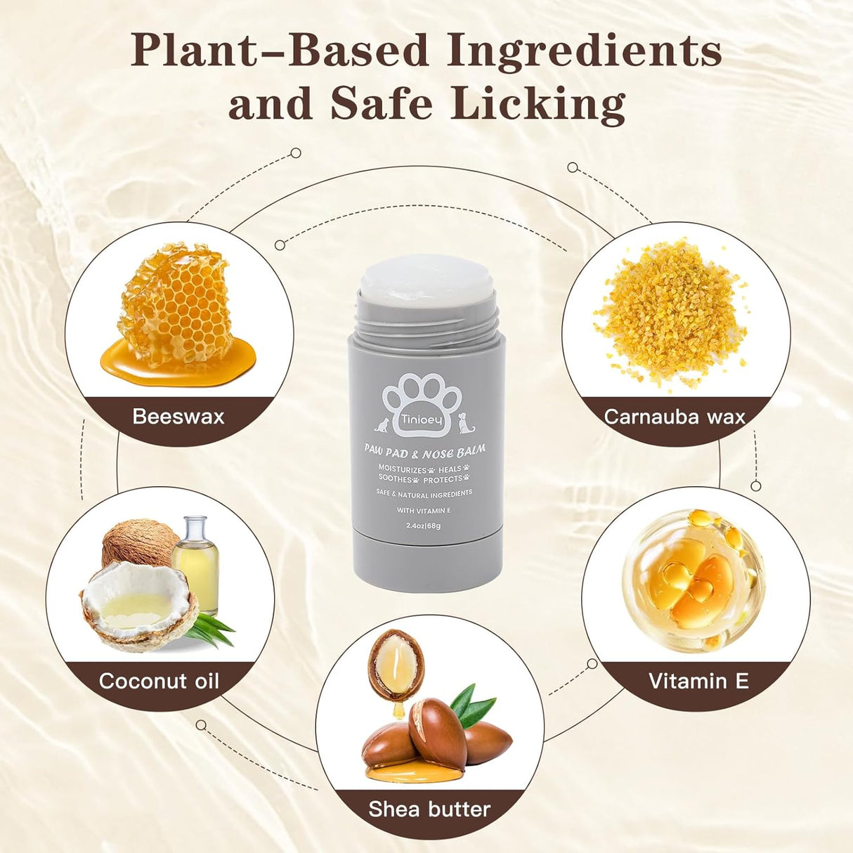 Bálsamo en barra para patas de perro de gato, protector natural seguro para lamidos, chupete e hidratante para patas, nariz y codos agrietadas, secas y dañadas, chupete de hocico para perros