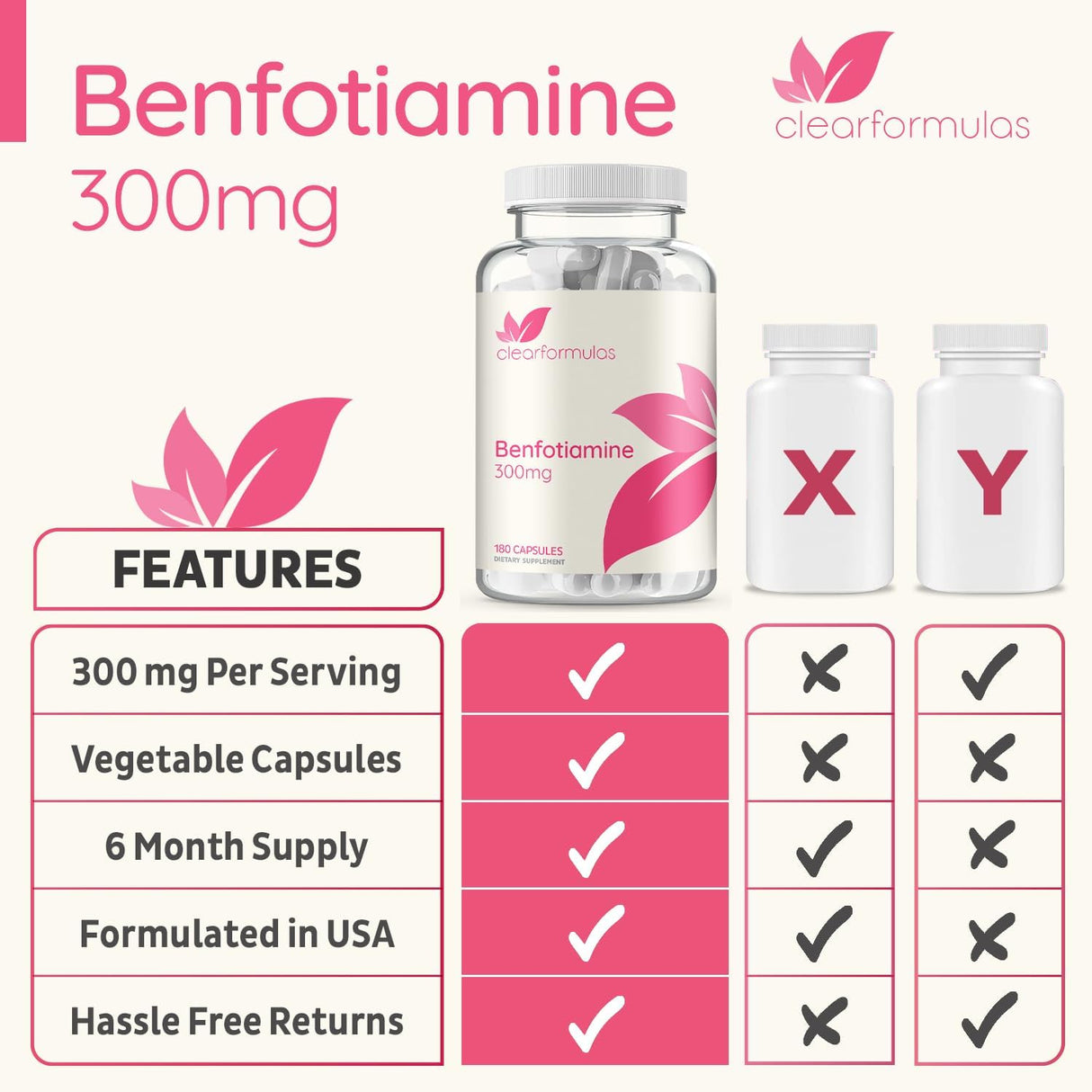 Benfotiamina 300mg 180 Cápsulas Vegetales Sin OMG Veganas