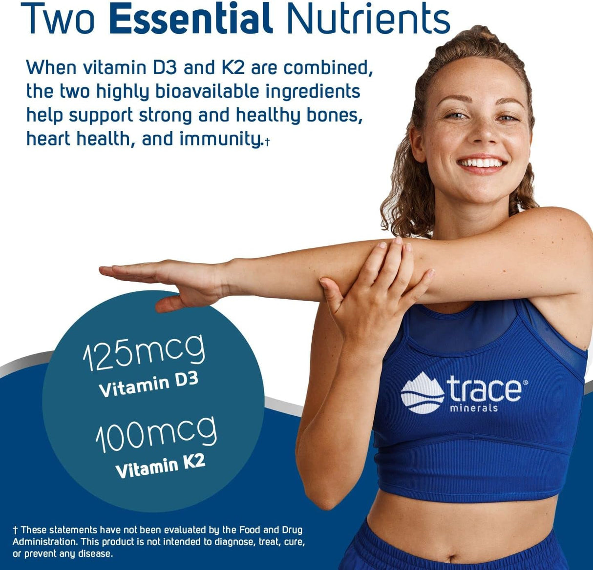 Suplemento Trace Minerals Vitamina iónica líquida D3 + K2