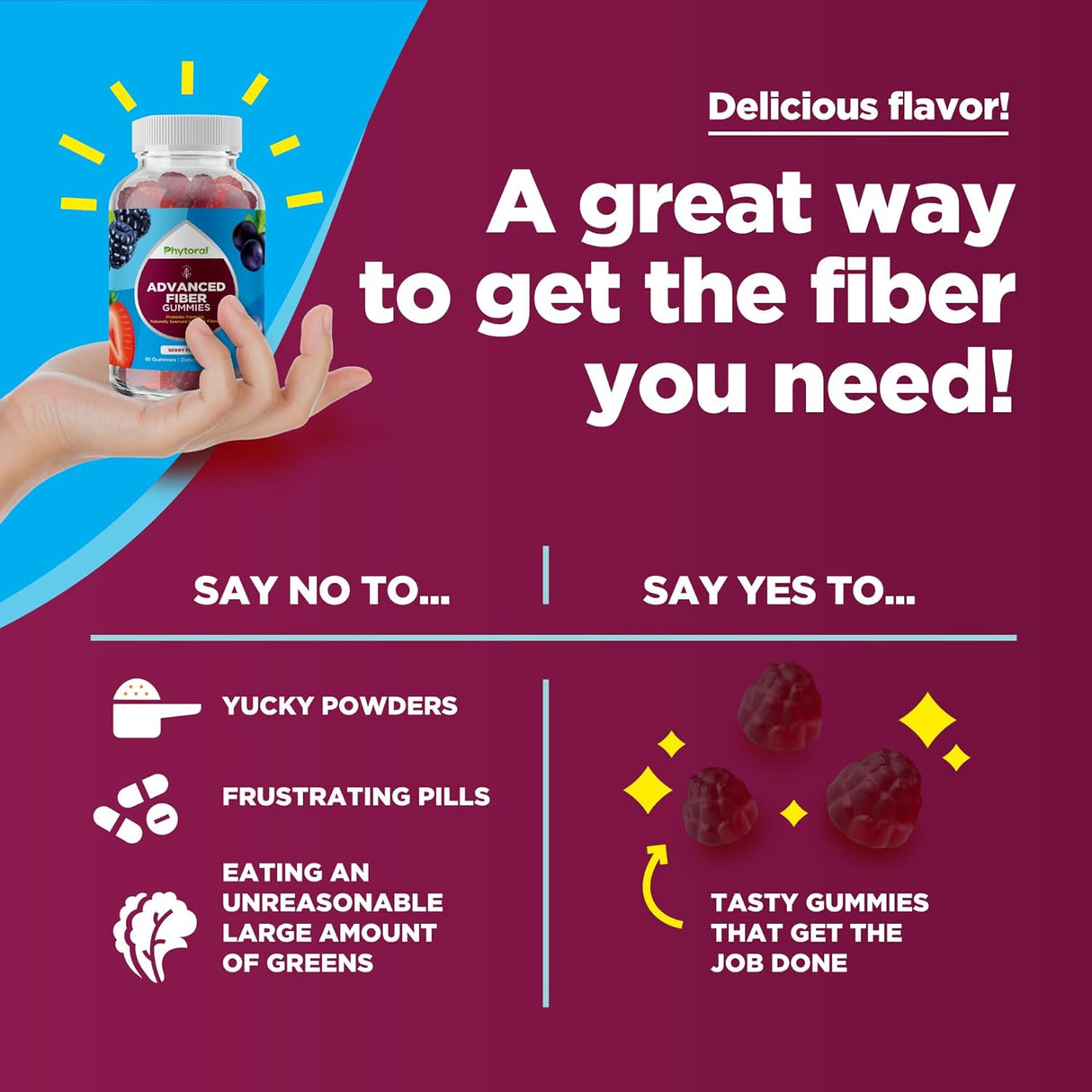 Suplementos de fibra sin azúcar para adultos Phytoral