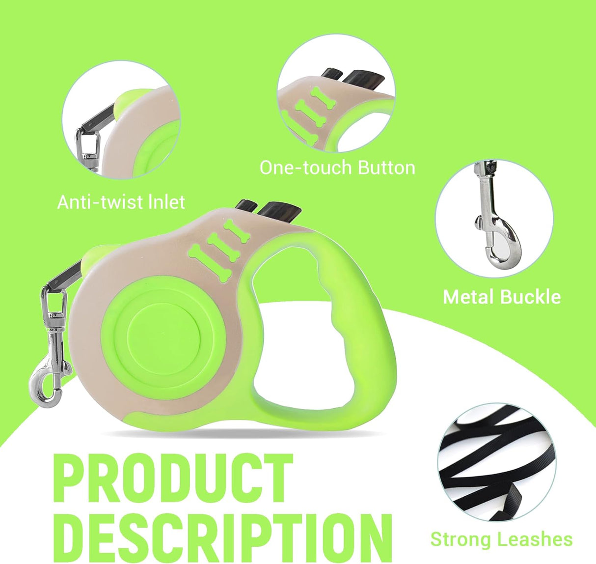 Correa Retráctil Automática Telescópica para Perros Duradera