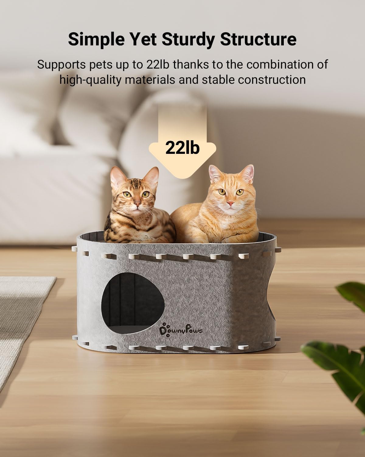 Casa para Gatos DownyPaws, Cueva Enrollable, PeekaPurr