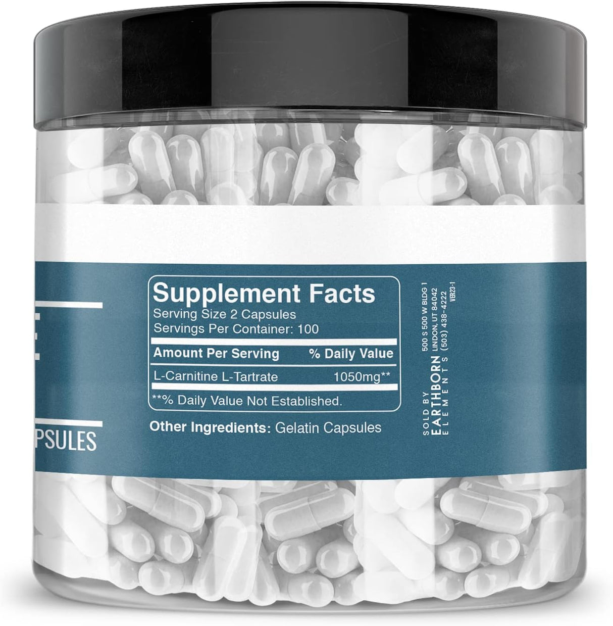 L-Carnitina Tartrato Earthborn Elements, 200 Cápsulas, Sin Aditivos