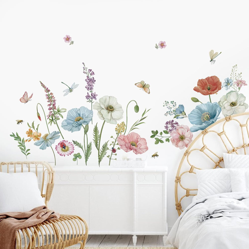 Stickers de Poppy Floral Wondever para Paredes - Peel and Stick