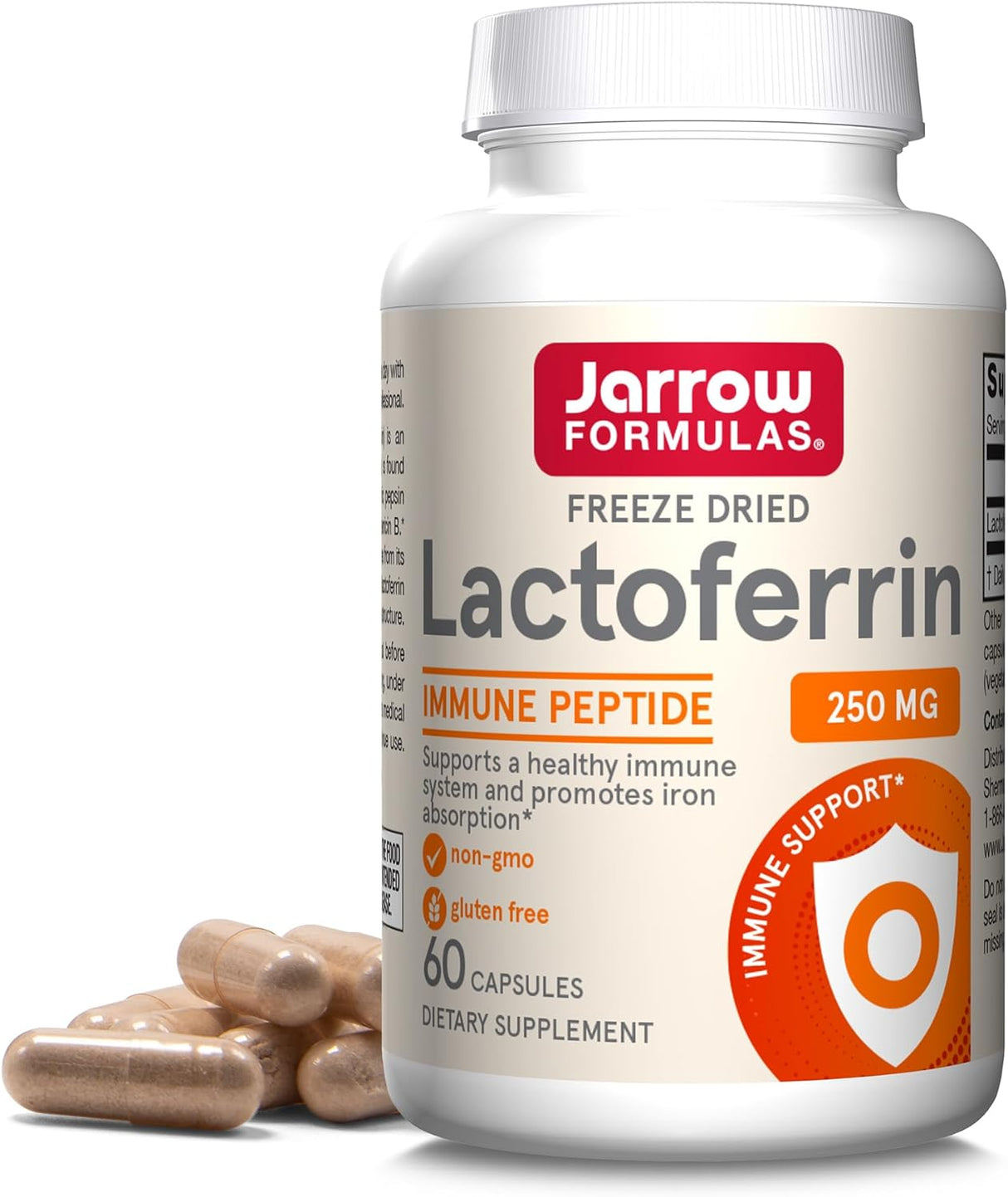 Suplemento Lactoferrina 250 mg, Modelo LACFE, 60 cápsulas