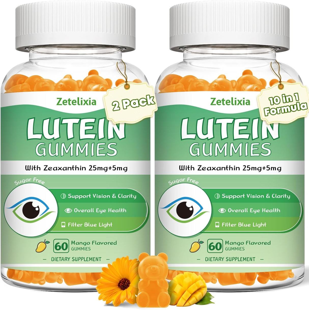 Gominolas de Luteína para vista, 10 en 1, 120u