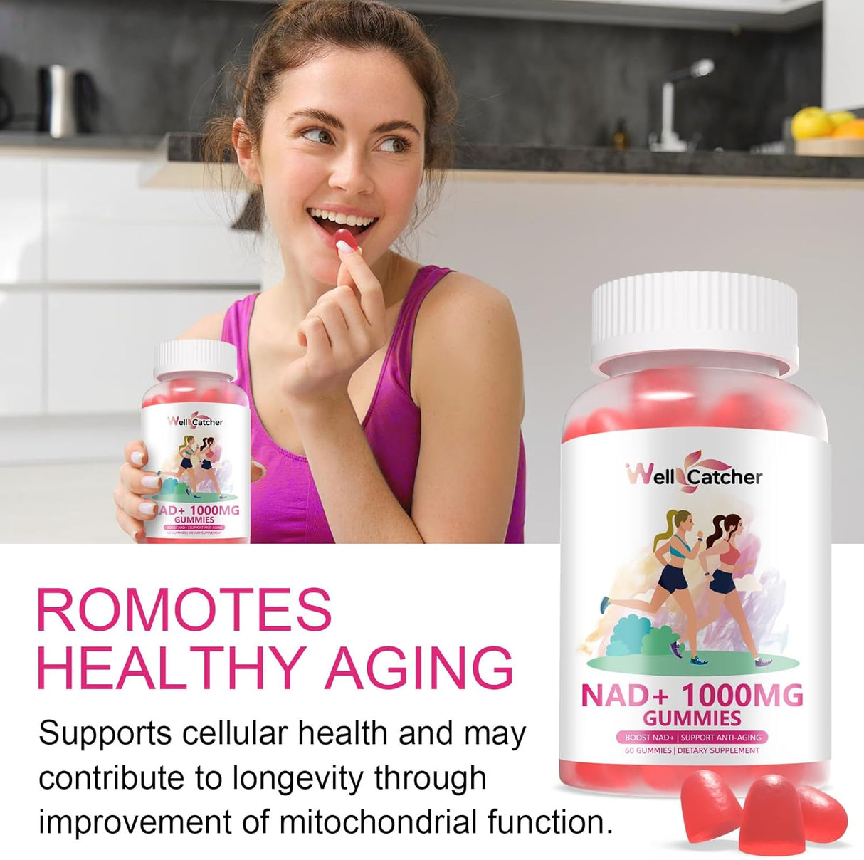 Suplemento de Gomas NAD+ 1000MG - Energía y Antienvejecimiento