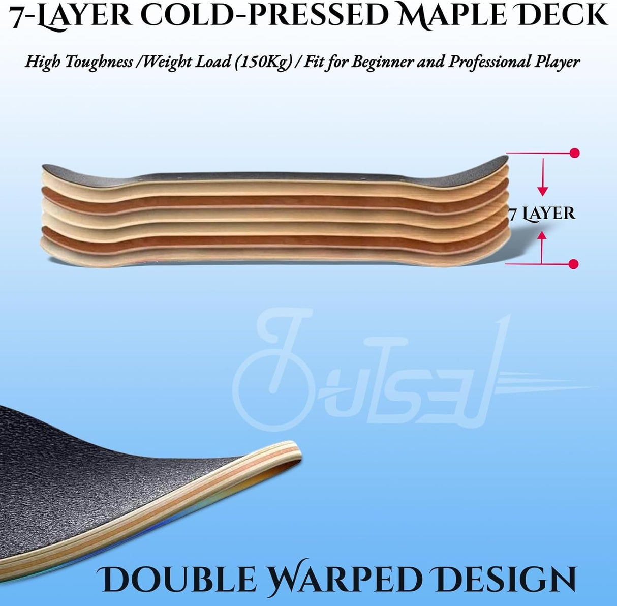 Skateboard Completo de 31 Pulgadas con Doble Kick y Diseño