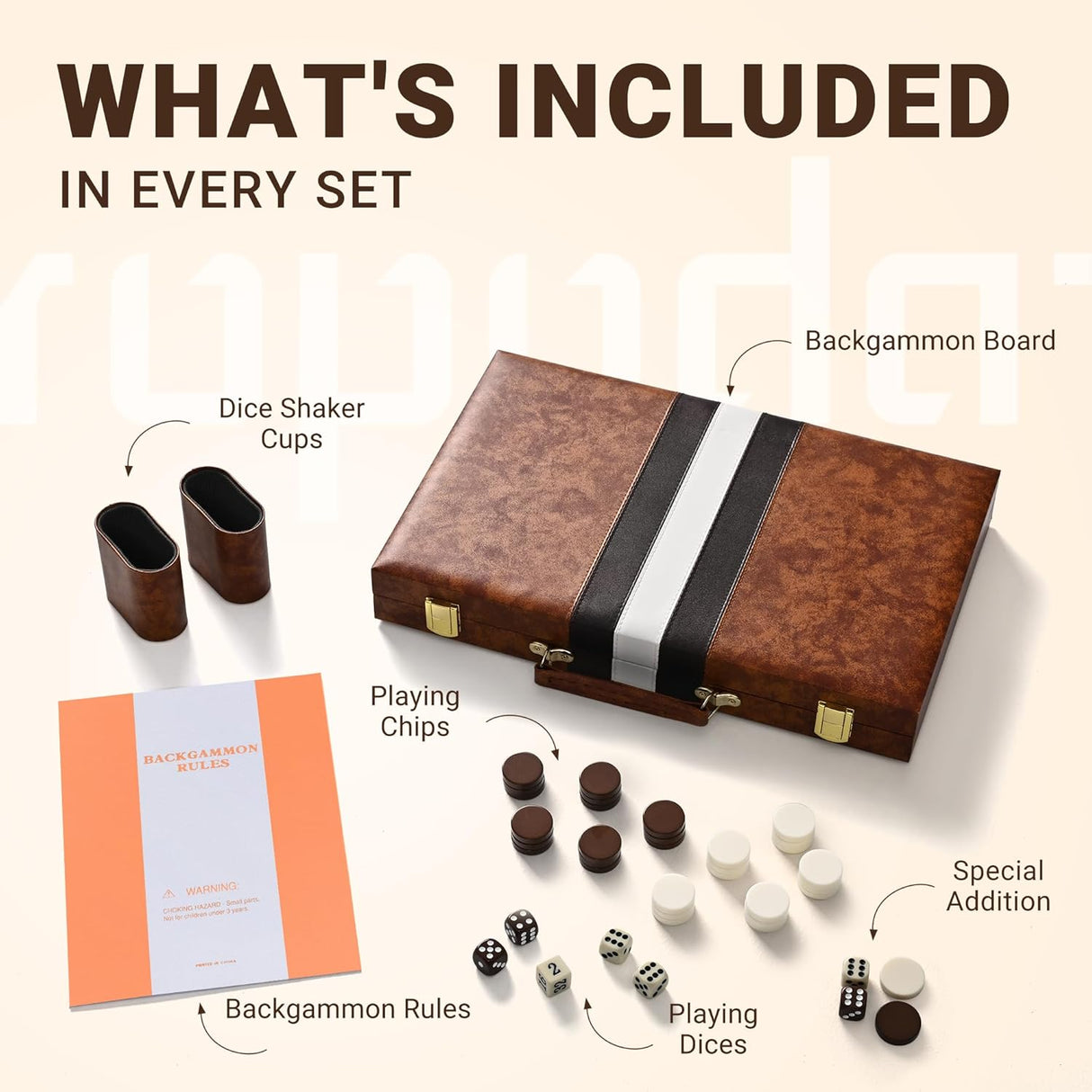 Juego de Mesa Backgammon Ropoda 15 con Guía de Estrategia