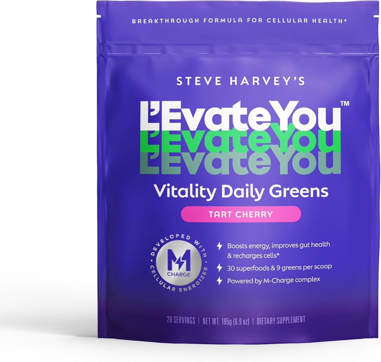 Suplemento Steve Harvey's Greens Powder sabor a cereza