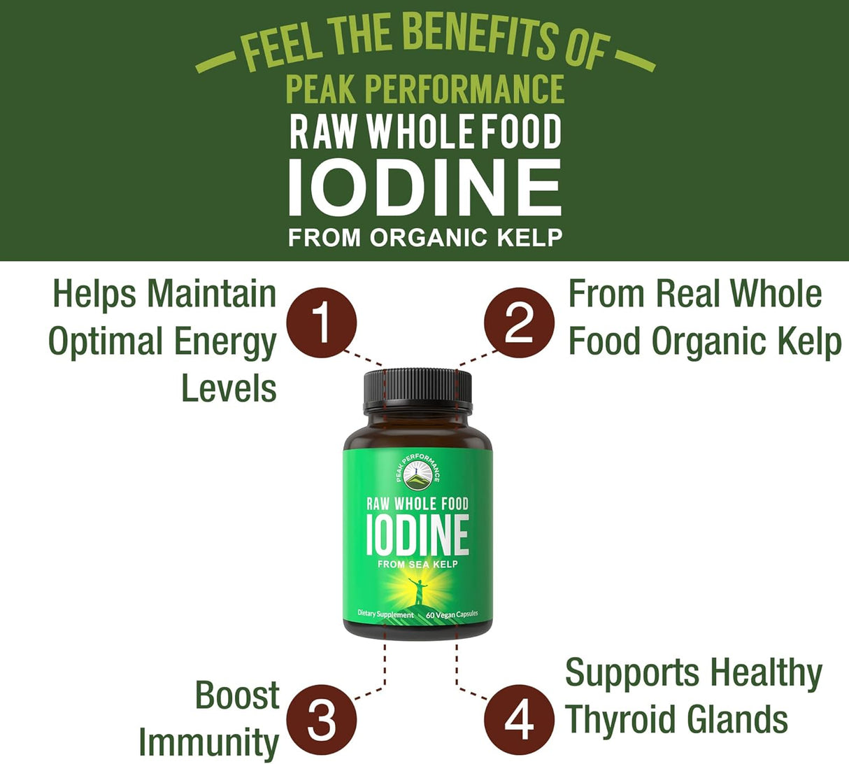 Suplementos Yodo de alimentos integrales crudos de algas