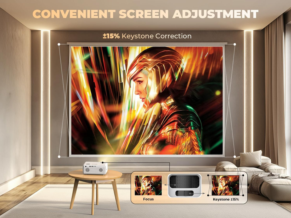 Proyector Mini WiFi Bluetooth 450ANSI 1080P FHD Portátil