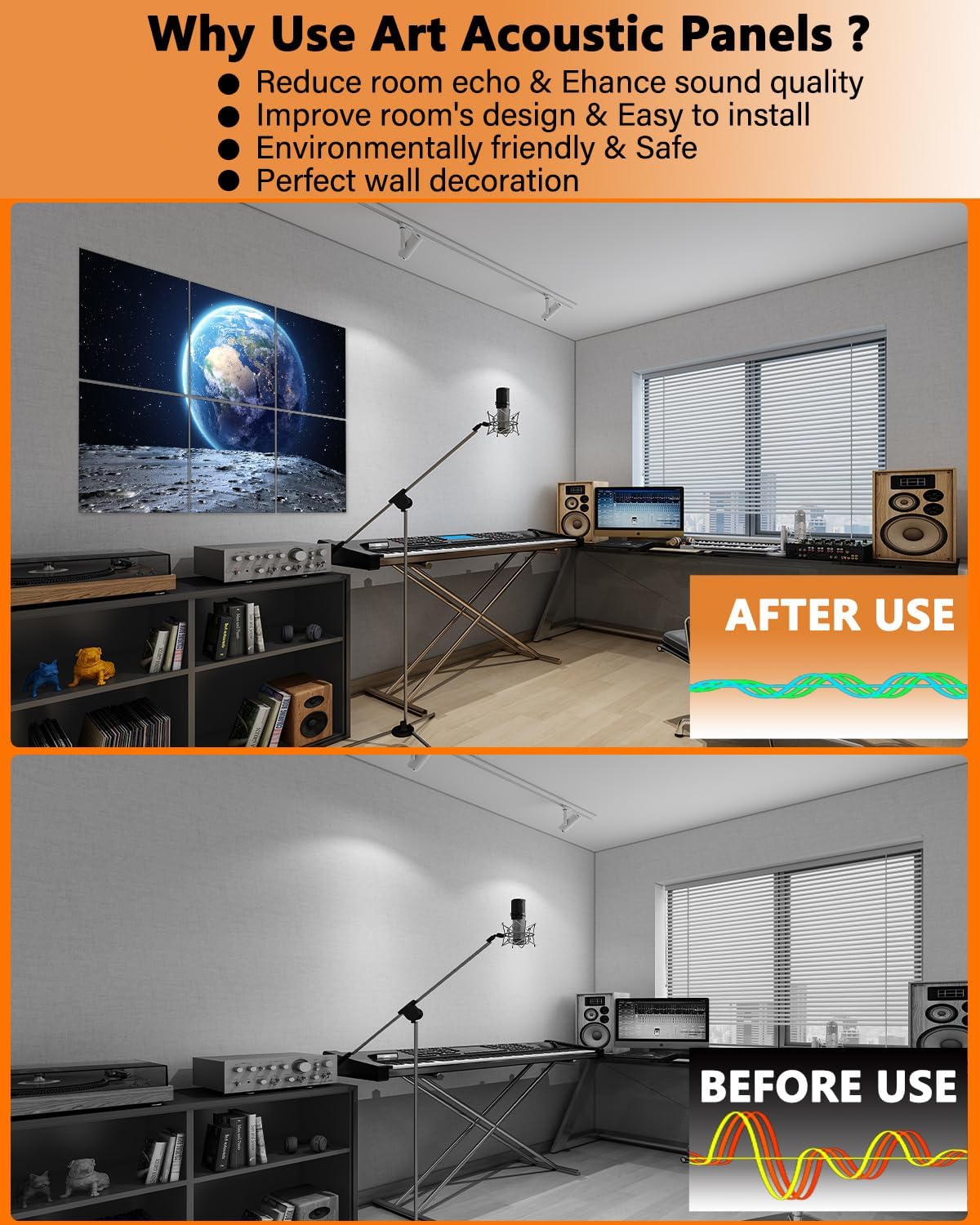 Paneles Acústicos BUBOS 72x48, Absorbentes, 6 Pack