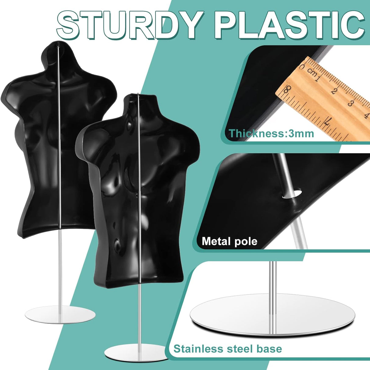 Torso Maniquí Kigley 4 Pcs, S-Medidas, Hueco, Exhibición