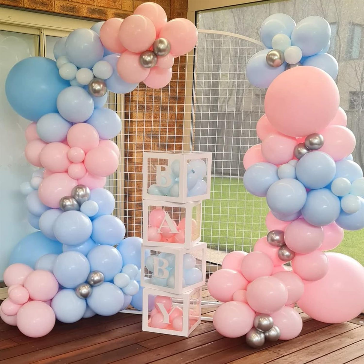 Kit de arco de guirnalda de globos azul claro, 102 globos azul pastel azul bebé 18, 12, 10, 5 pulgadas, diferentes tamaños para revelación de género, baby shower, cumpleaños, boda, aniversario, decoración de despedida de soltera
