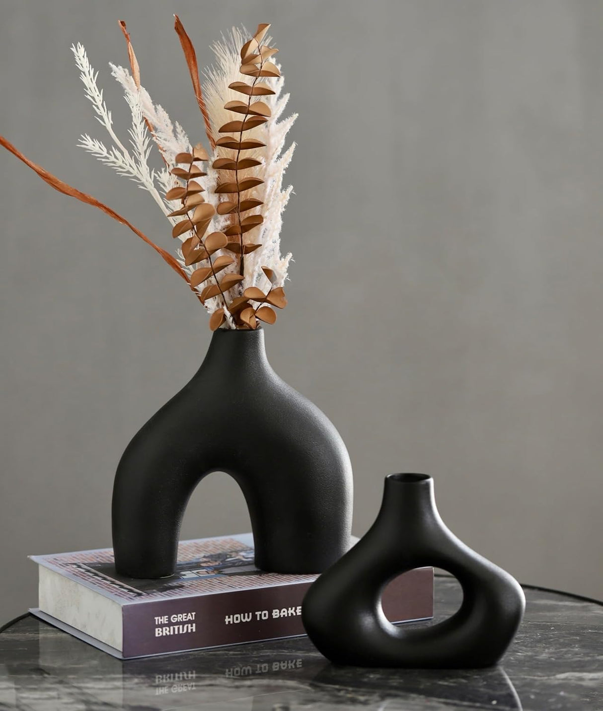 Jarrón Donut Carrot's Den, Cerámica Minimalista, Set de 2