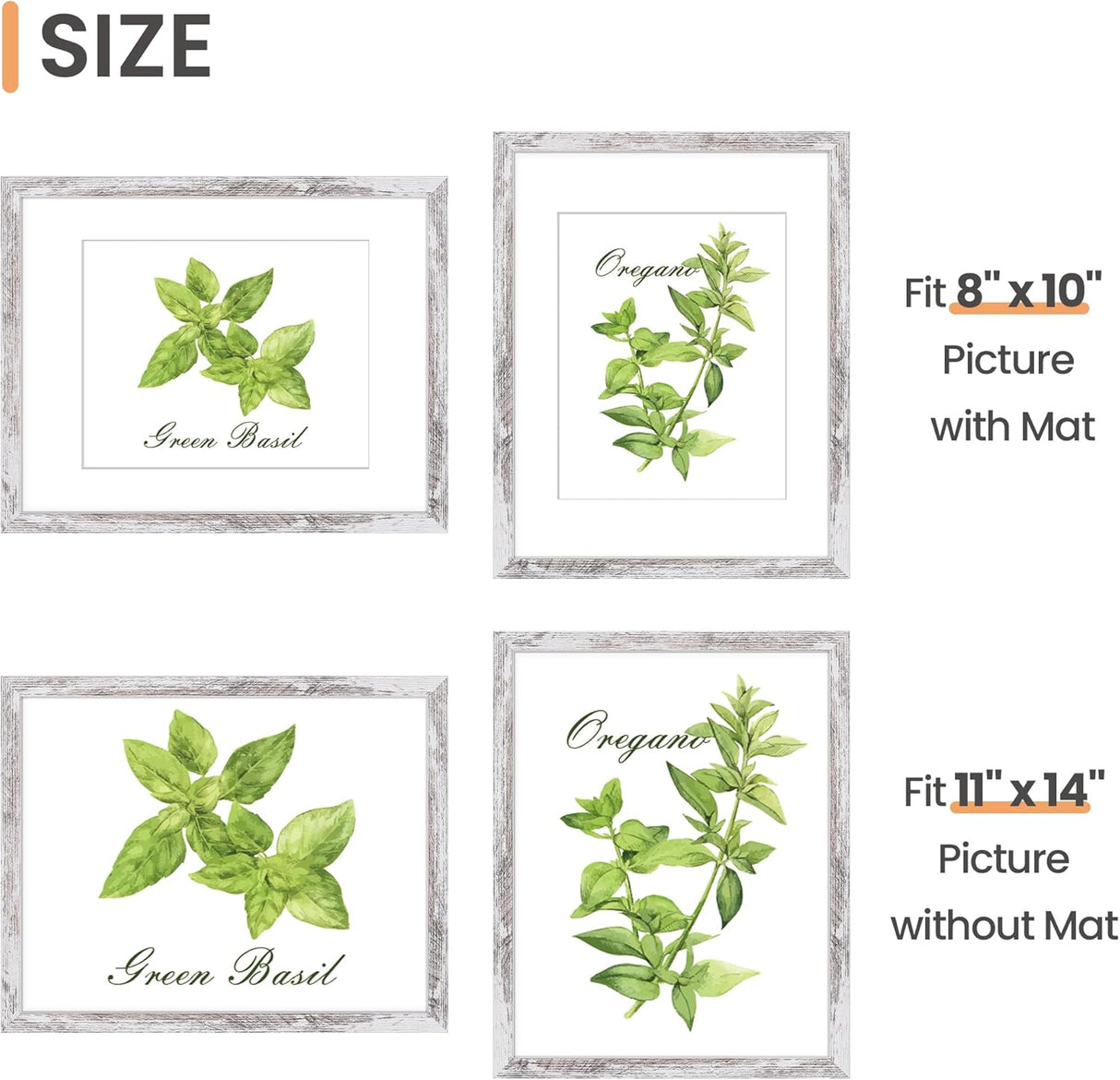 Marco de fotos 11x14, con mat para 8x10, colgante, modelo 11x14